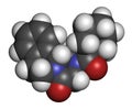 Praziquantel anthelmintic drug molecule. Used to treatÃÂ tapeworm infections. Atoms are represented as spheres with conventional